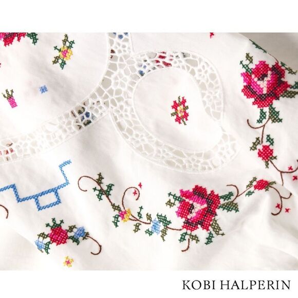 KOBI HALPERIN **NWT** Krissy Floral Embroidered Balloon-Sleeve Blouse in White - Picture 5 of 13